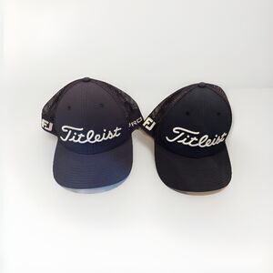 Lot Of 2 Titleist - Pro V1 Hat Snapback FJ FootJoy Navy Blue Embrioidery